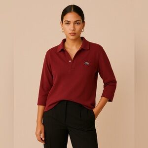Lacoste Burgundy Long Sleeve Polo Shirt Size 5